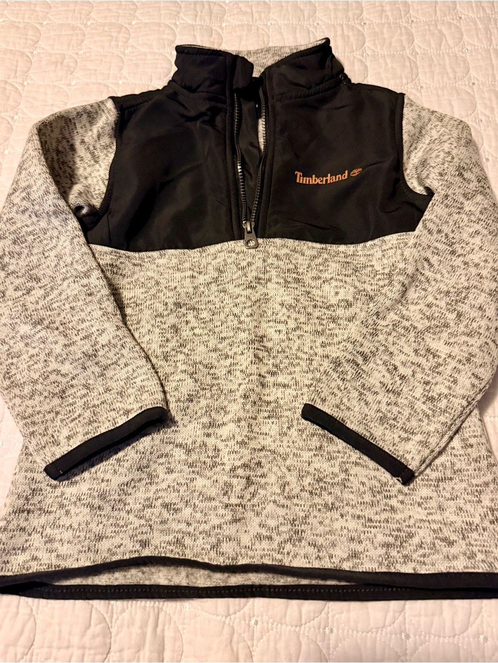 Timberland Boy’s Gray Heather Quarter-Zip Pullover Sweater